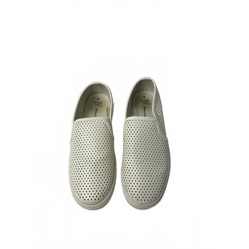 Time & Tru Slip-On Perforated Shoes - Comfortable White Casuals